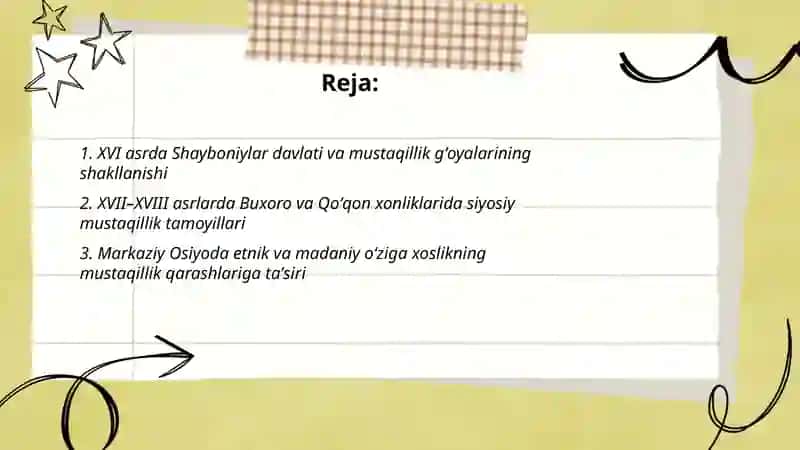 Oʻzbekistonda mustaqillik gʻoyalarining tarixiy asoslari (XVI asrdan XX asirgacha) 2