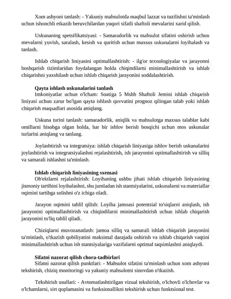 Soatiga 5 Mshb Shaftoli Jemini Ishlab Chiqarish Linyasini Loyihalash 2