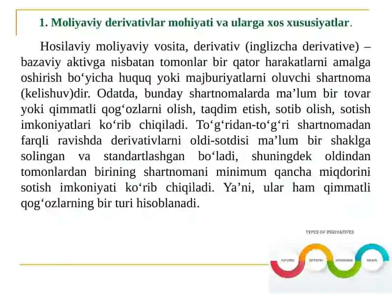 Moliyaviy derivativlar 2