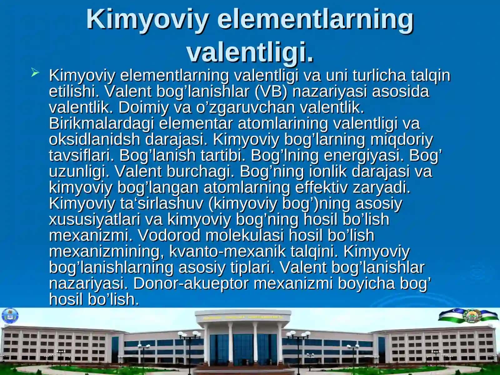 Kimyoviy elementlarning valentligi 2
