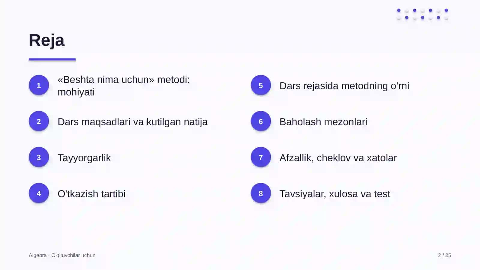 algebra darslarida beshta nima uchun metodidan foydalanish 4629 2
