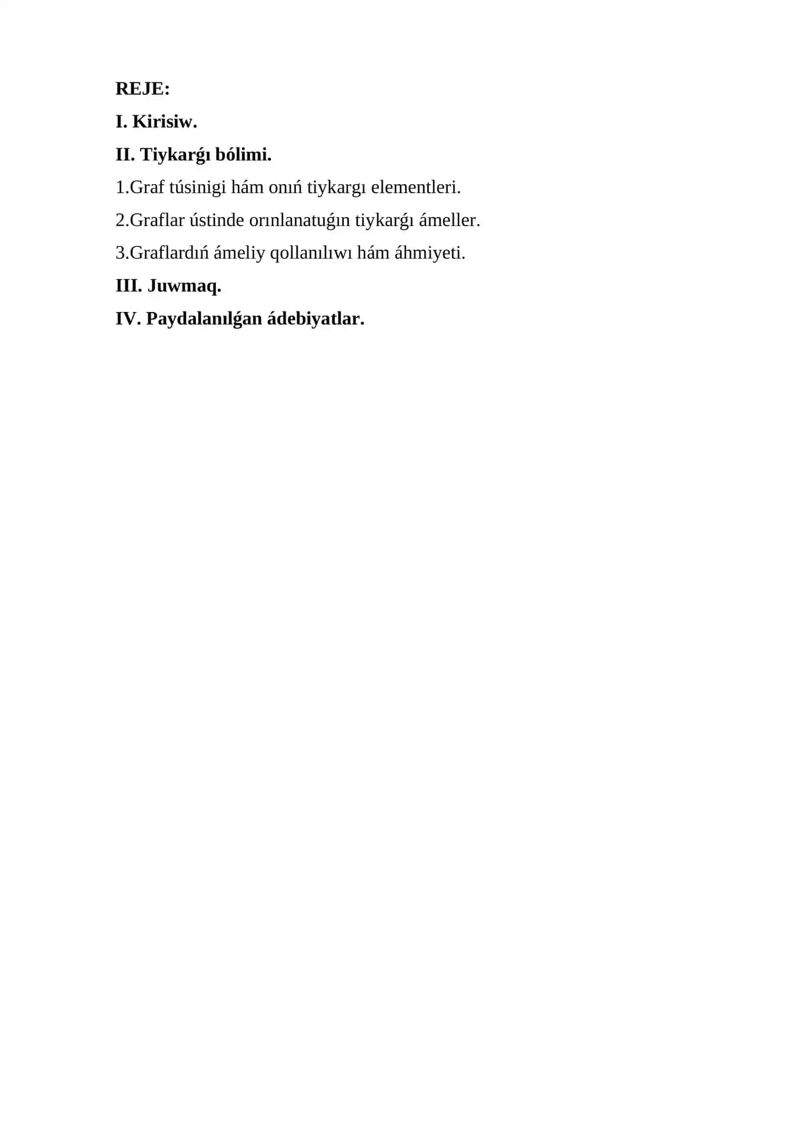 Graflar ústindegi tiykarǵi ámeller 2