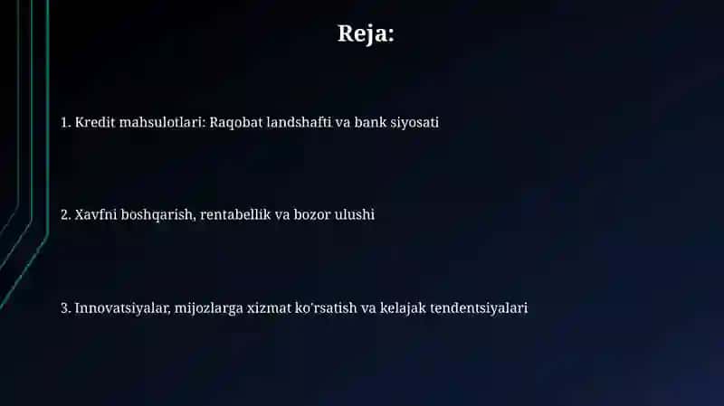 Banklarao raqobatda kreditmahsulotlariningahamiyati 2