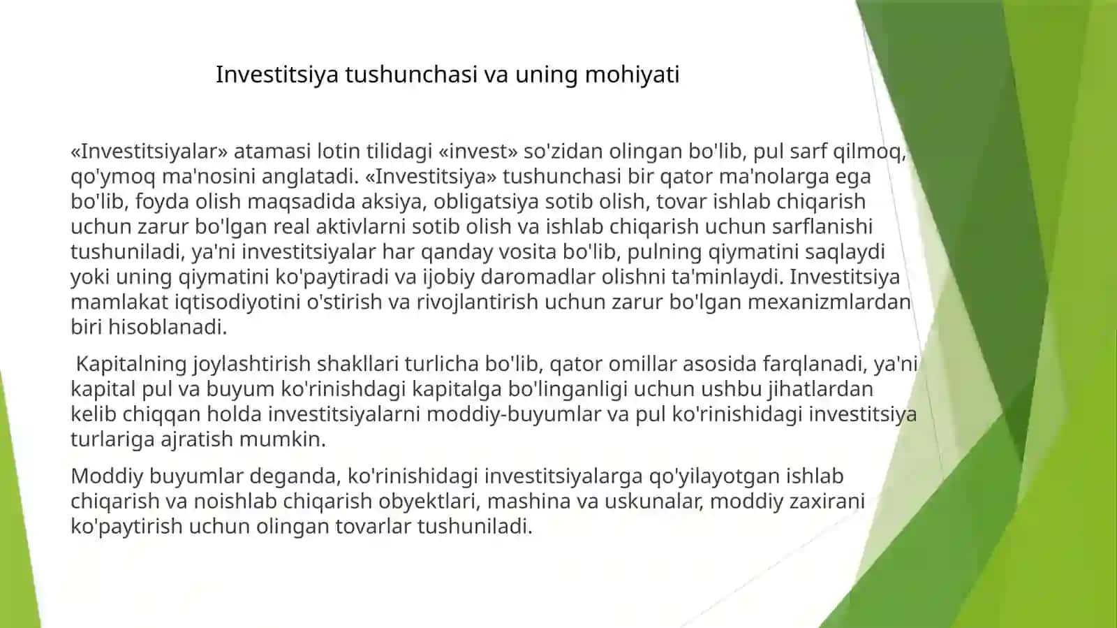 Investitsiyalar hisobi 2