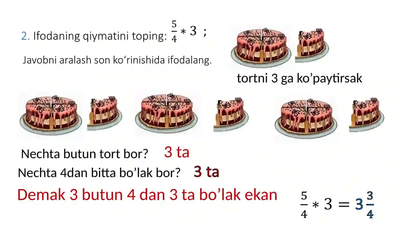 No’to’gri kasrlarni natural songa ko’paytirish 2