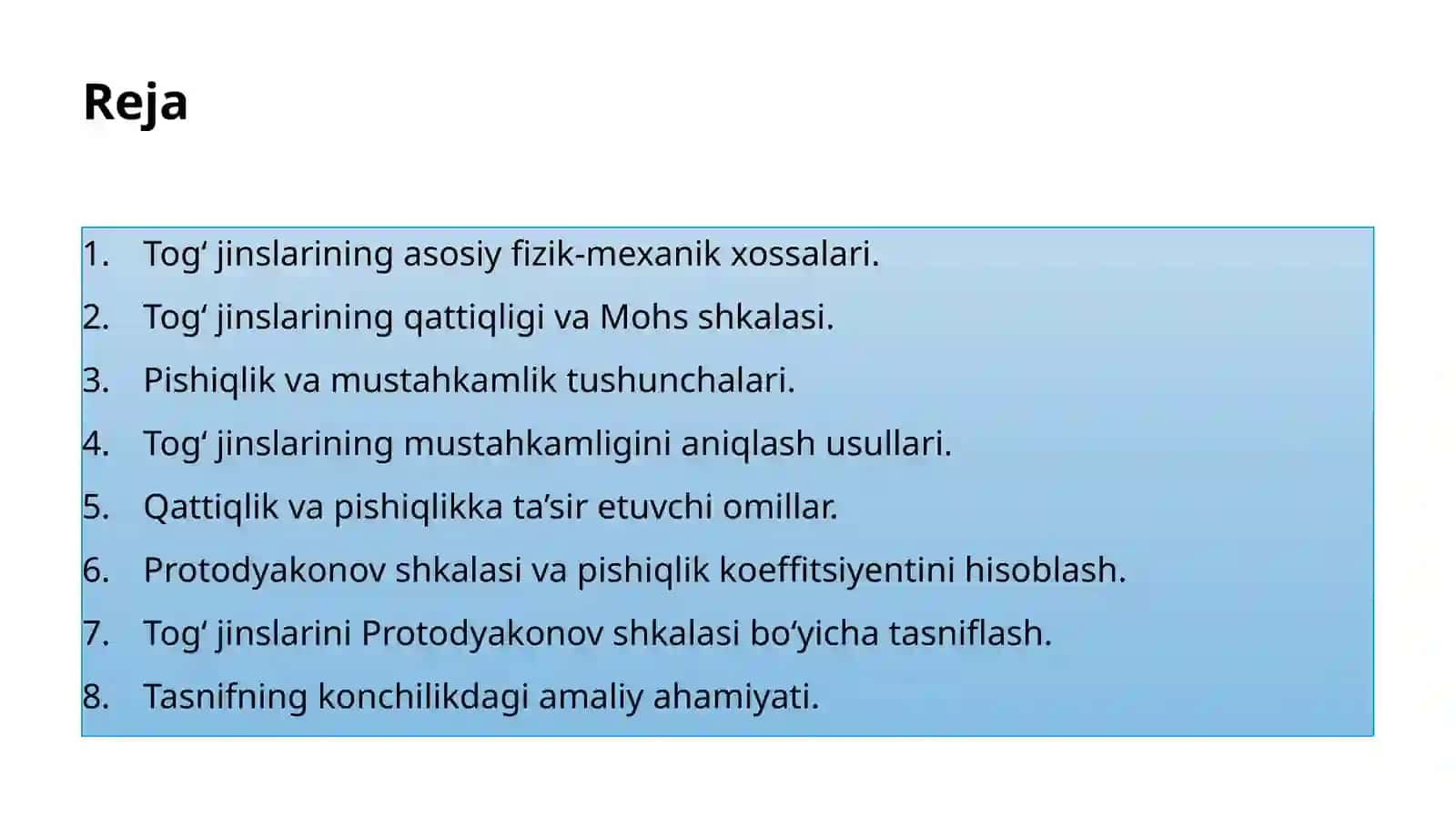 Tog‘ jinslarining qattiqligi va pishiqligi 2
