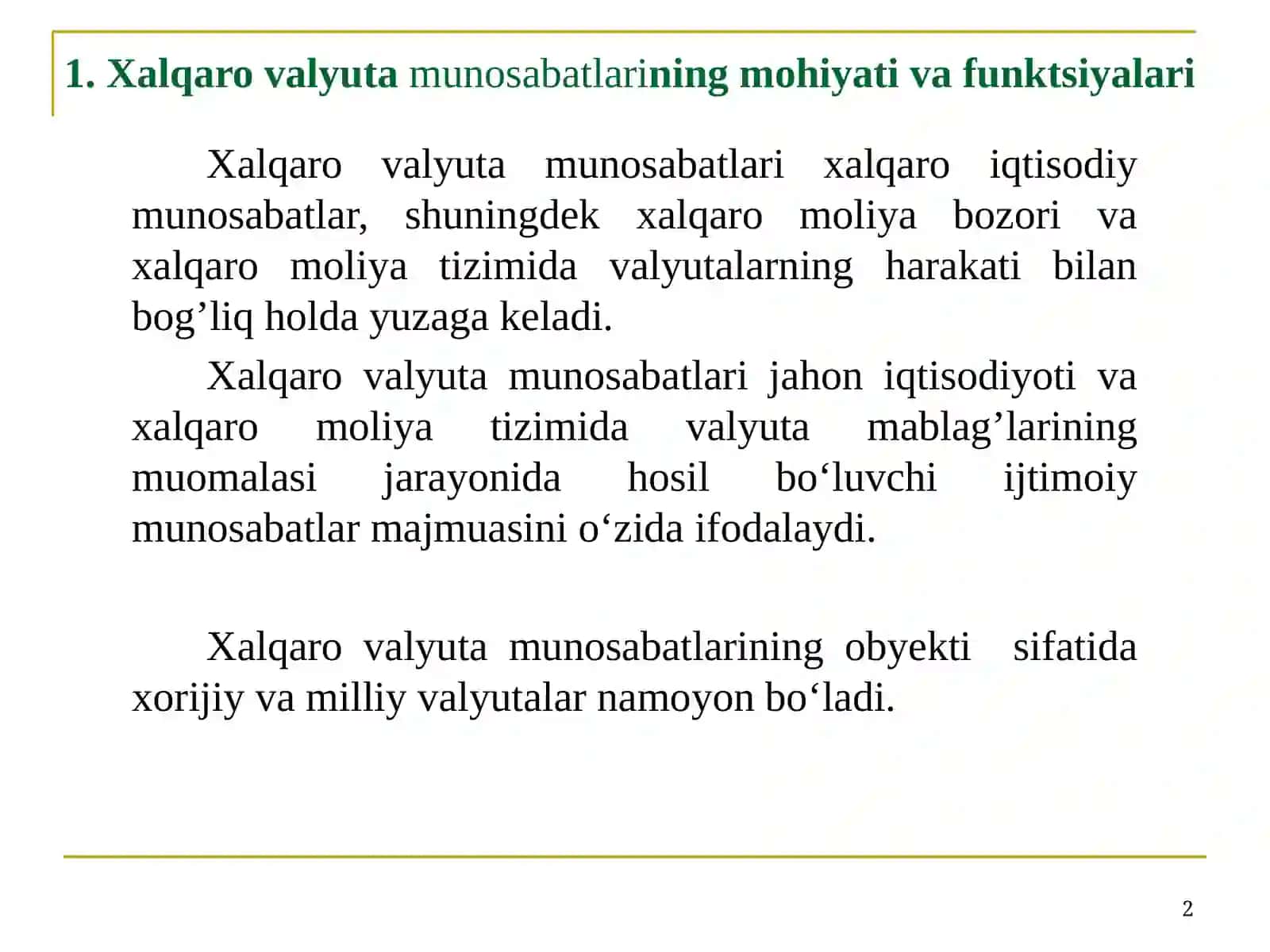 Xalqaro Valyuta Munosabatlari 2