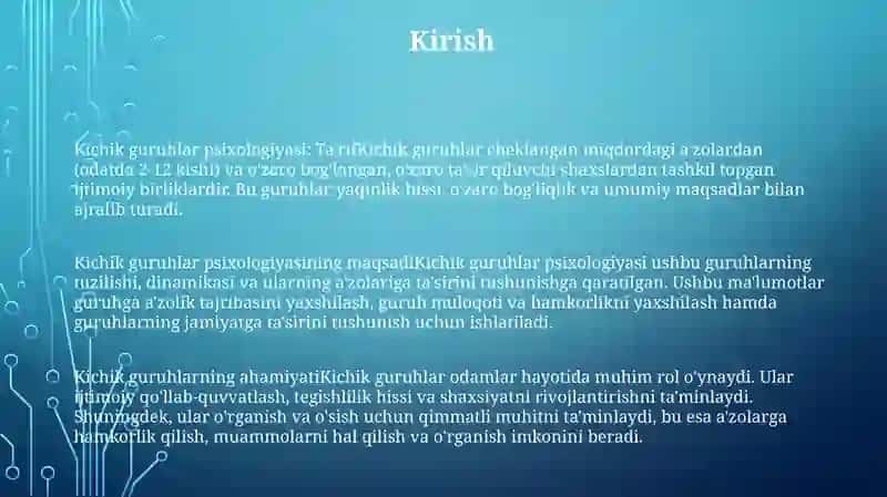 Kichik Guruhlar Psixologiyasi 2