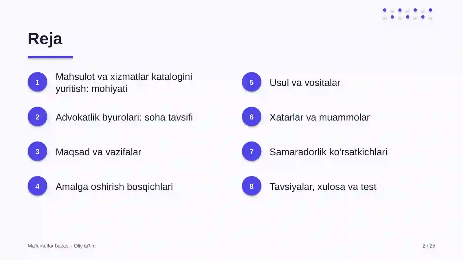 advokatlik byurolarida mahsulot va xizmatlar katalogini yuritish 8230 2