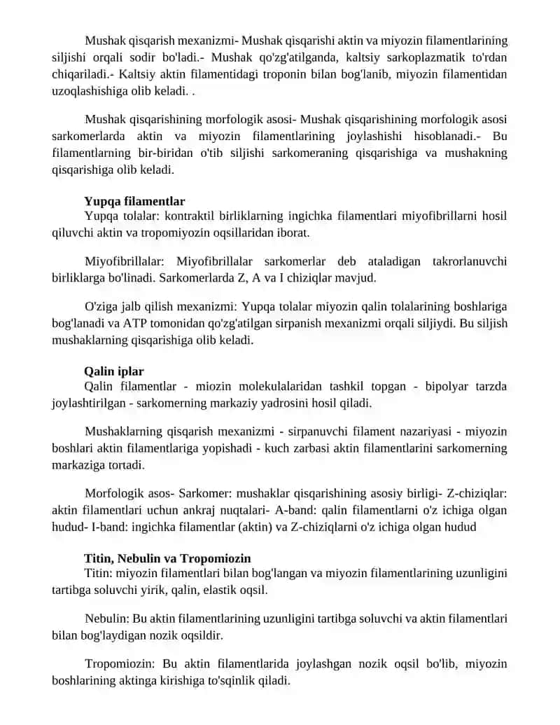 Mushak Qisqarish Mexanizmining Morfologik Asoslari 2