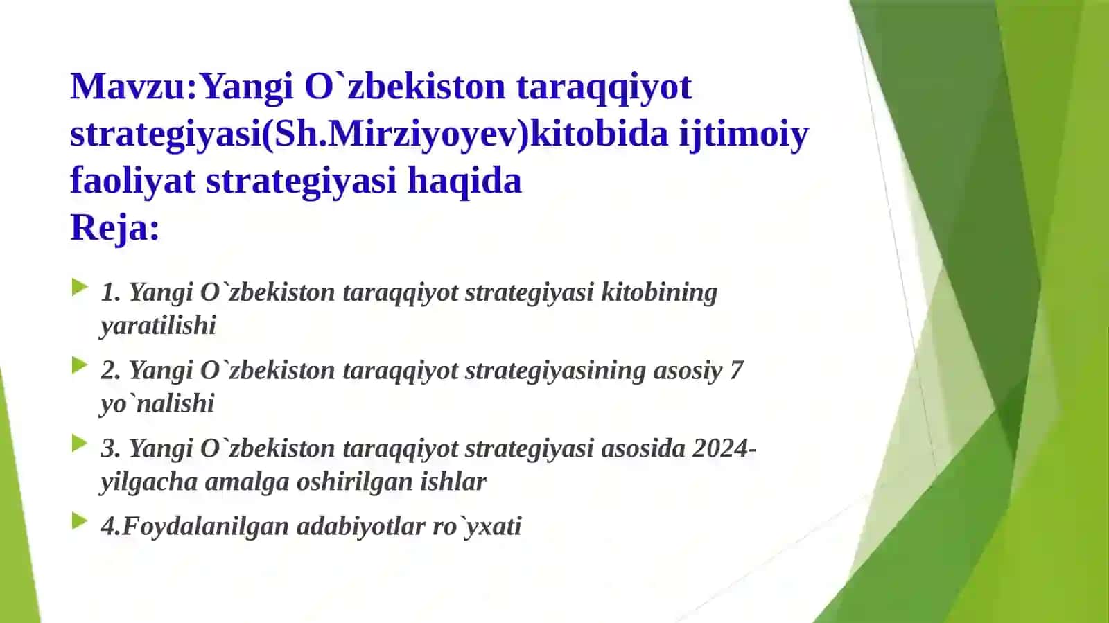Yangi O`zbekiston strategiyasi (Sh.Mirziyoyev) kitobida ijtimoiy faoliyat strategiyasi haqida 2