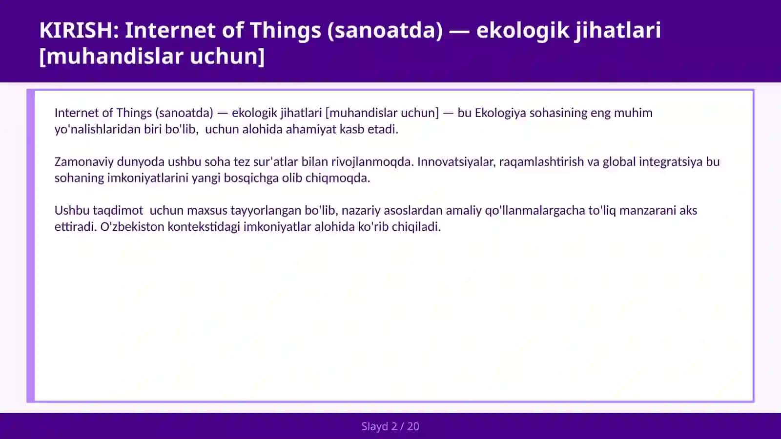 Internet of Things (sanoatda) — ekologik jihatlari [muhandislar uchun] 2