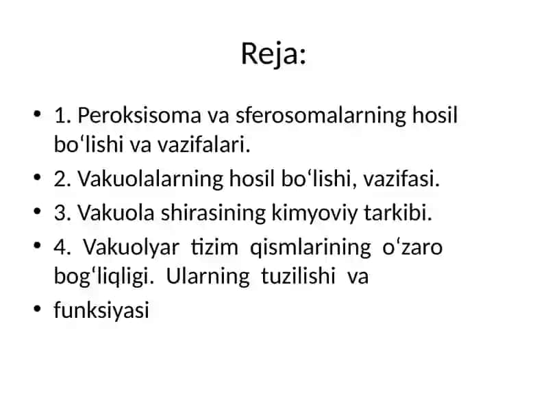Peroksisoma, Sferasoma va O‘simlik hujayrasi vakuolasi 2