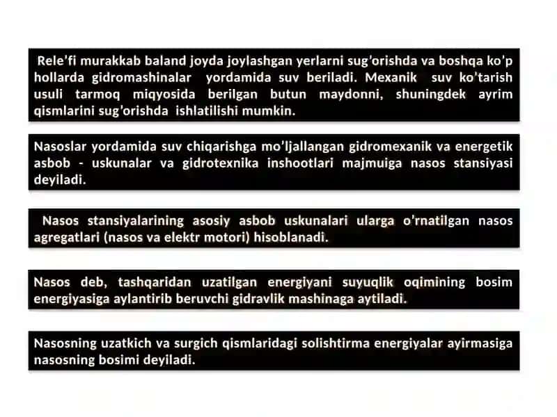 Gidromashinalar yordamida suv beriladi 2