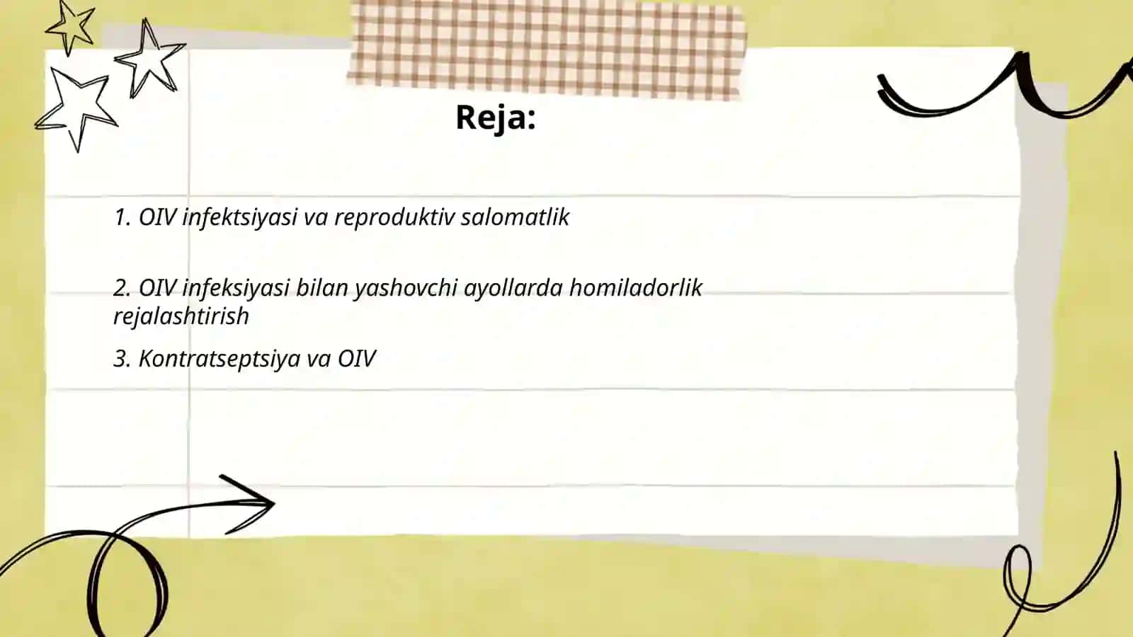 OIV infektsiyasi kasalliklari bo'lgan ayollarning reproduktiv salomatligini saqlash va oilani rejalashtirish 2