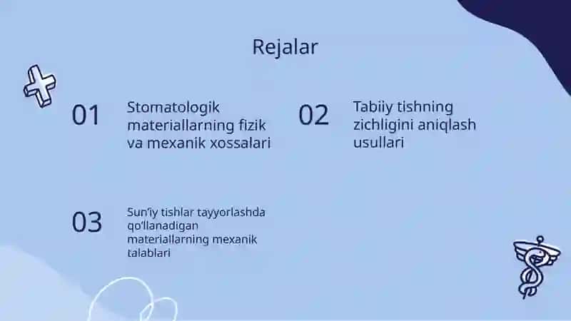 Stomatologik materiallarning fizik-mexanik xossalari. Tishning zichligini aniqlash. Sun’iy tishlarni tayyorlashda ishlatiladigan materiallarning mexanik xossalari 2