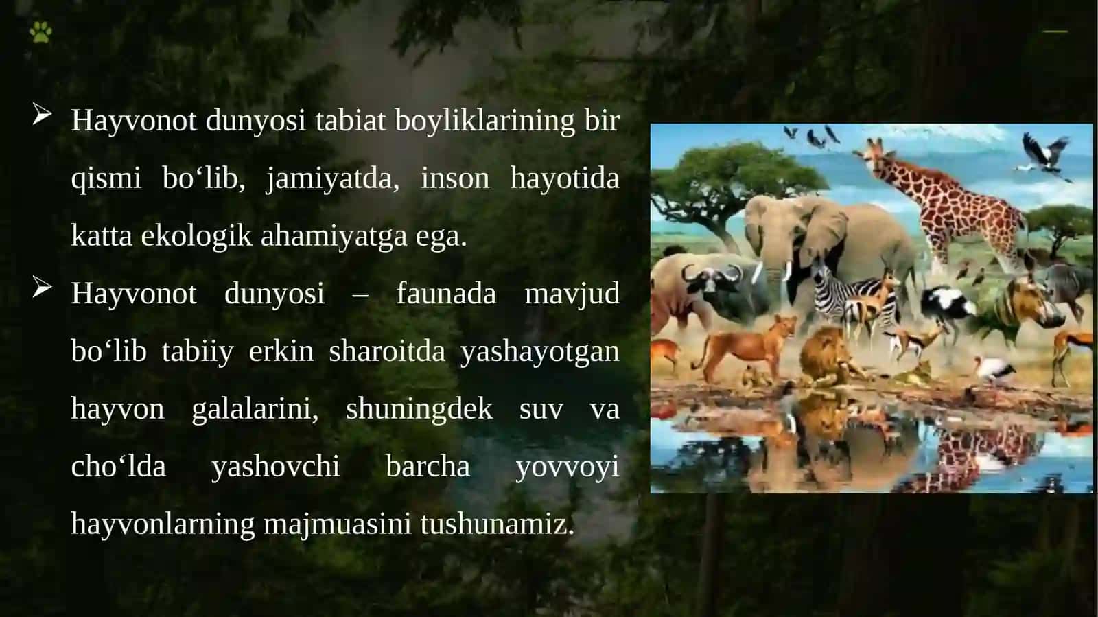 Hayvonot dunyosini muhofaza qilish va undan foydalanish. 2