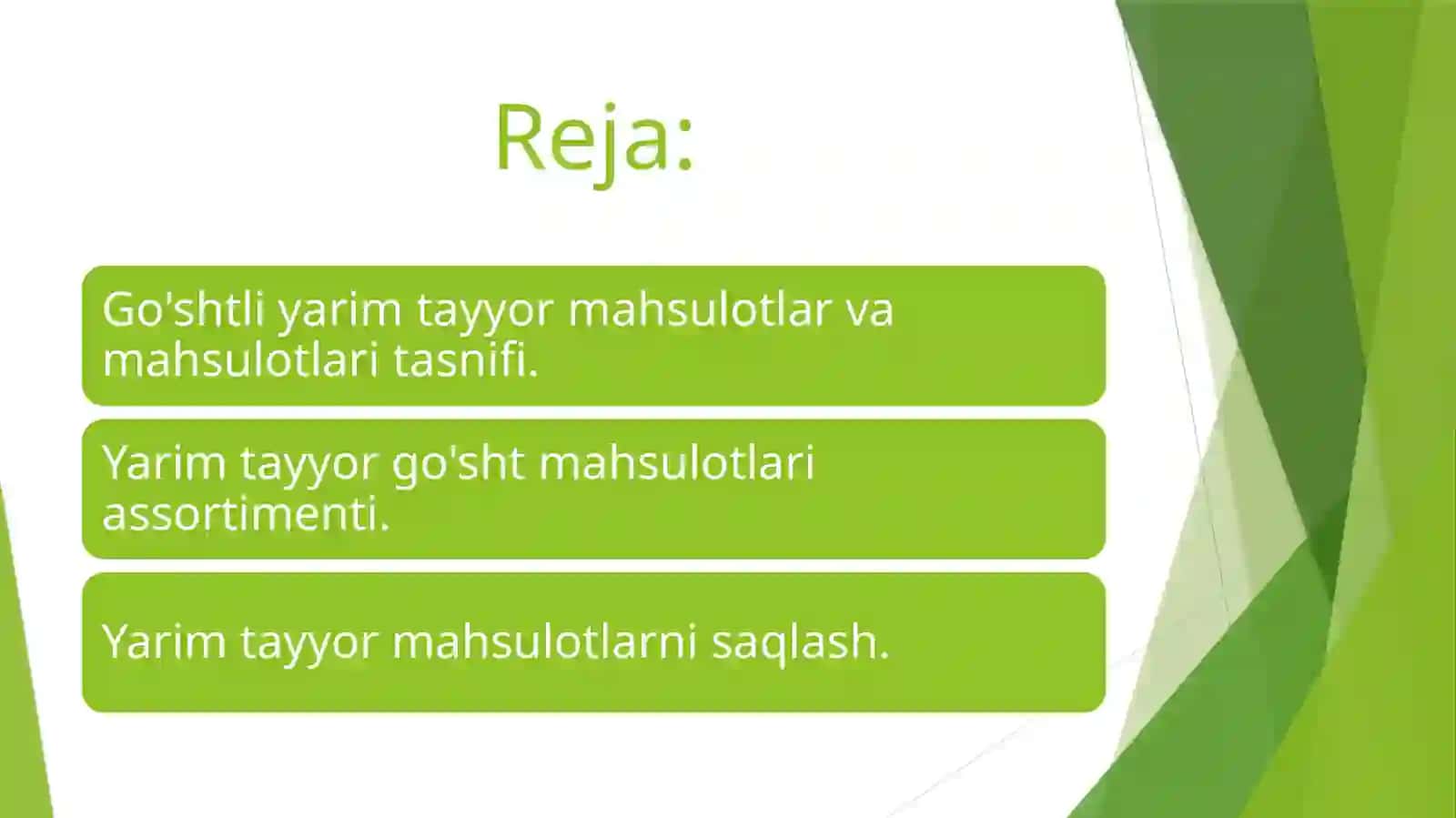 Yarimfabrikatlar tasnifi, xomashyo va qo'shimcha materiyallar 2