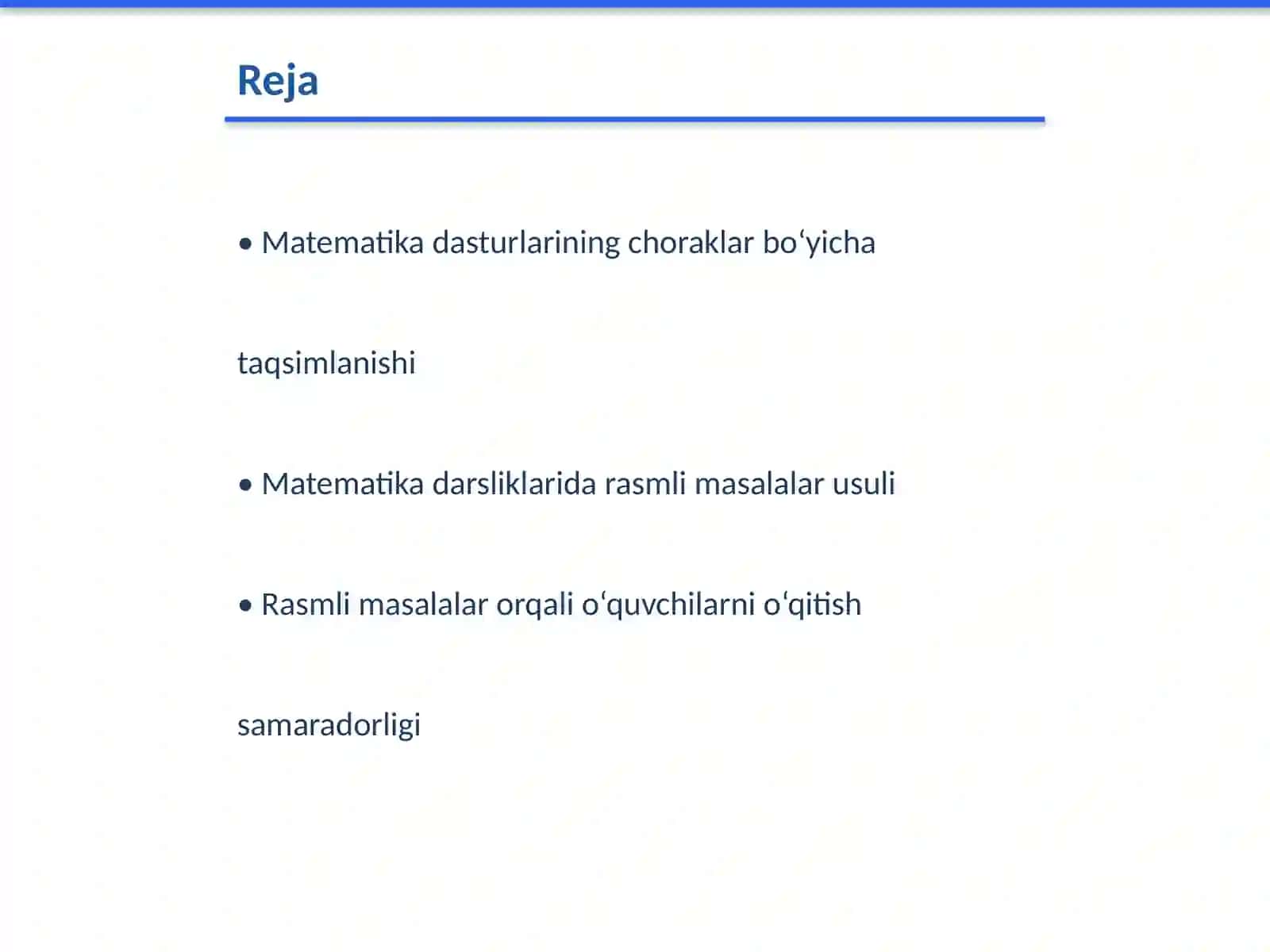 Ikkinchi sinf matematika dasturlari va materiallarning choraklar bo‘yicha joylashuvi umumiy tahlili 2