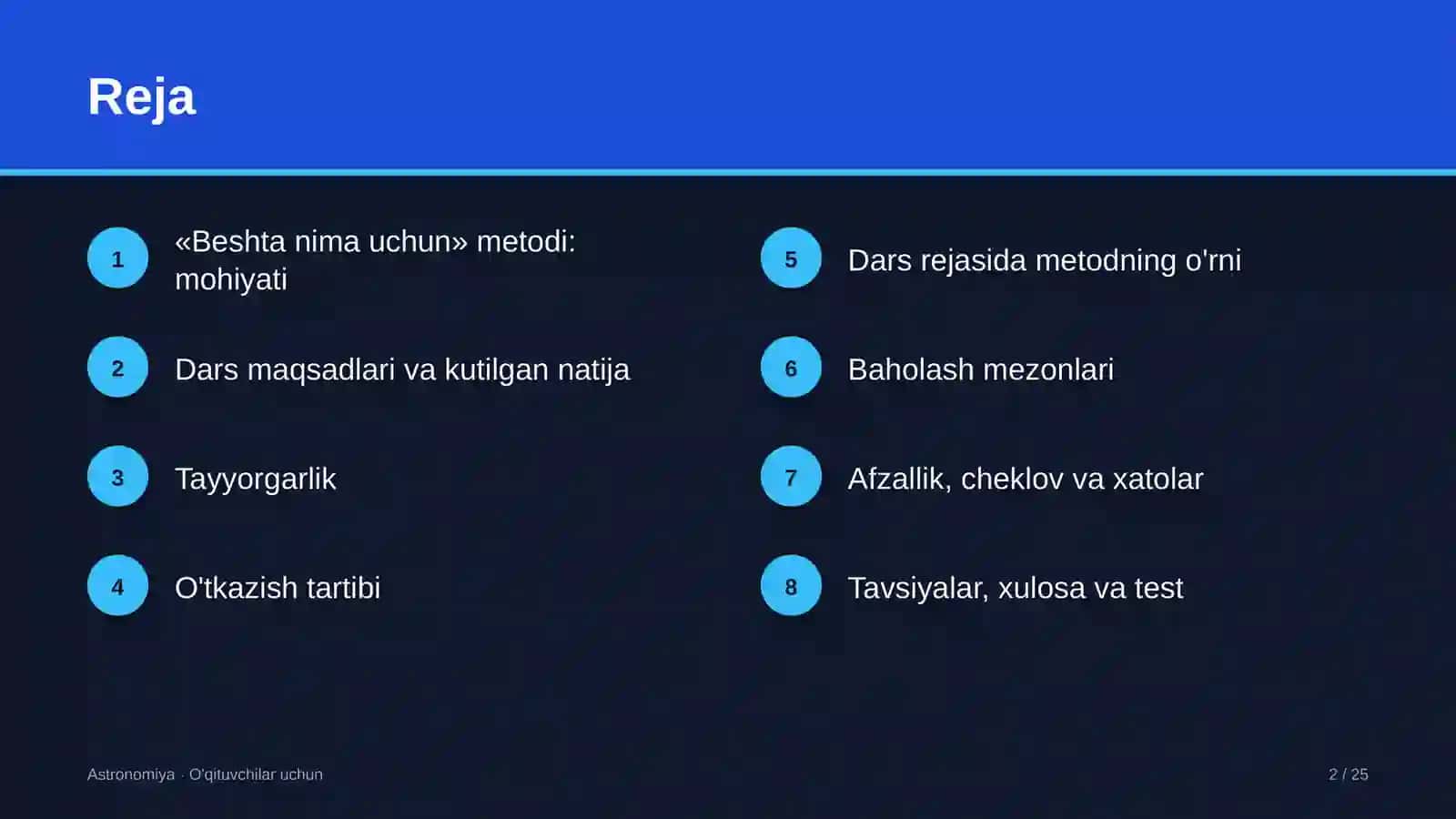 astronomiya darslarida beshta nima uchun metodidan foydalanish 6128 2