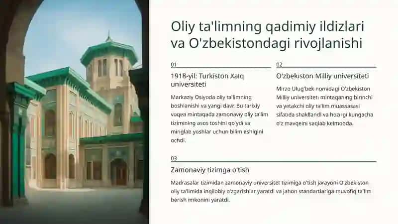 Oliy ta'limning qadimiy ildizlari va O'zbekistondagi rivojlanishi 2