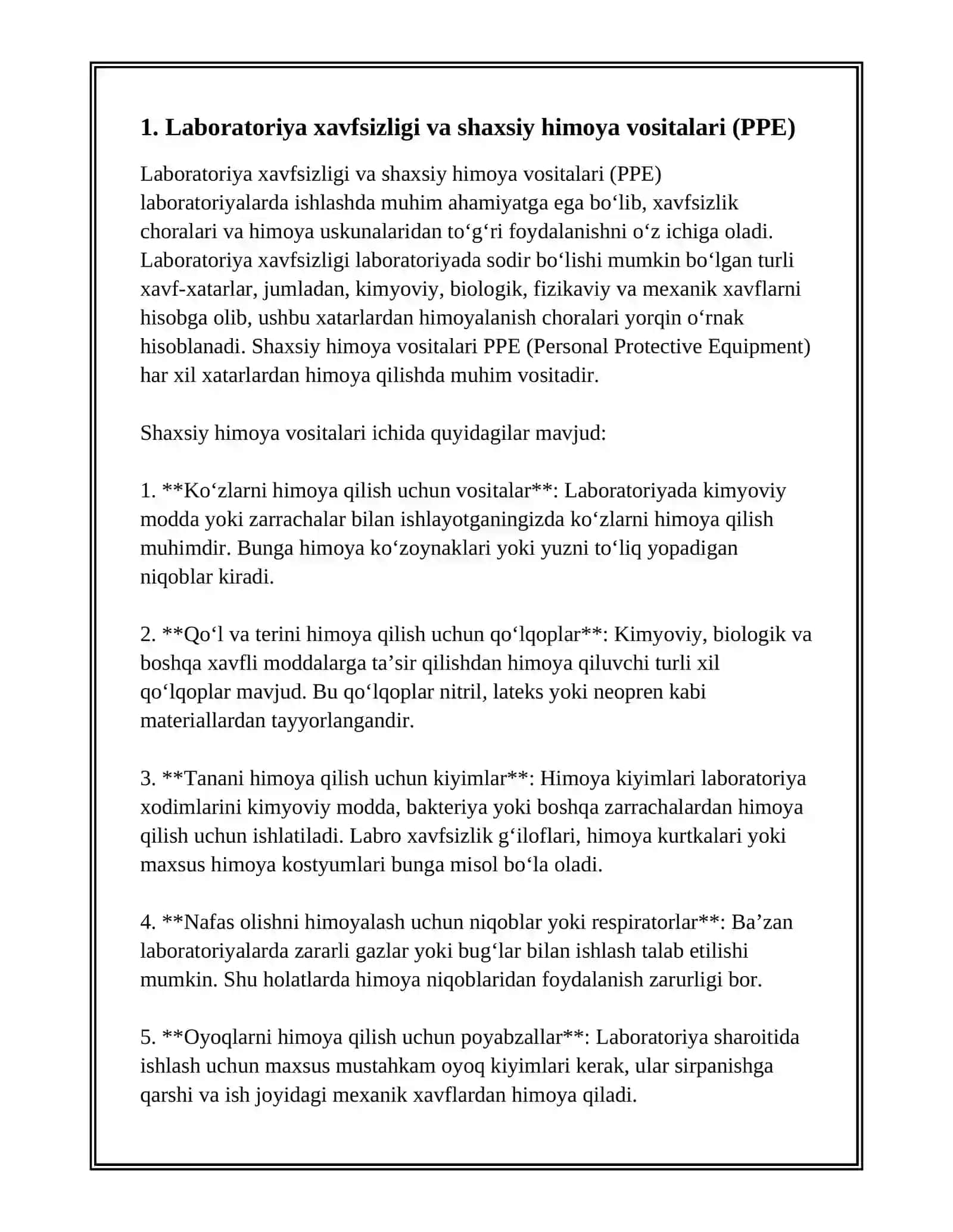 LABORATORIYA VA AMALIY MASHGʻULOTLARGA TAYYORGARLIK KOʻRISH 2