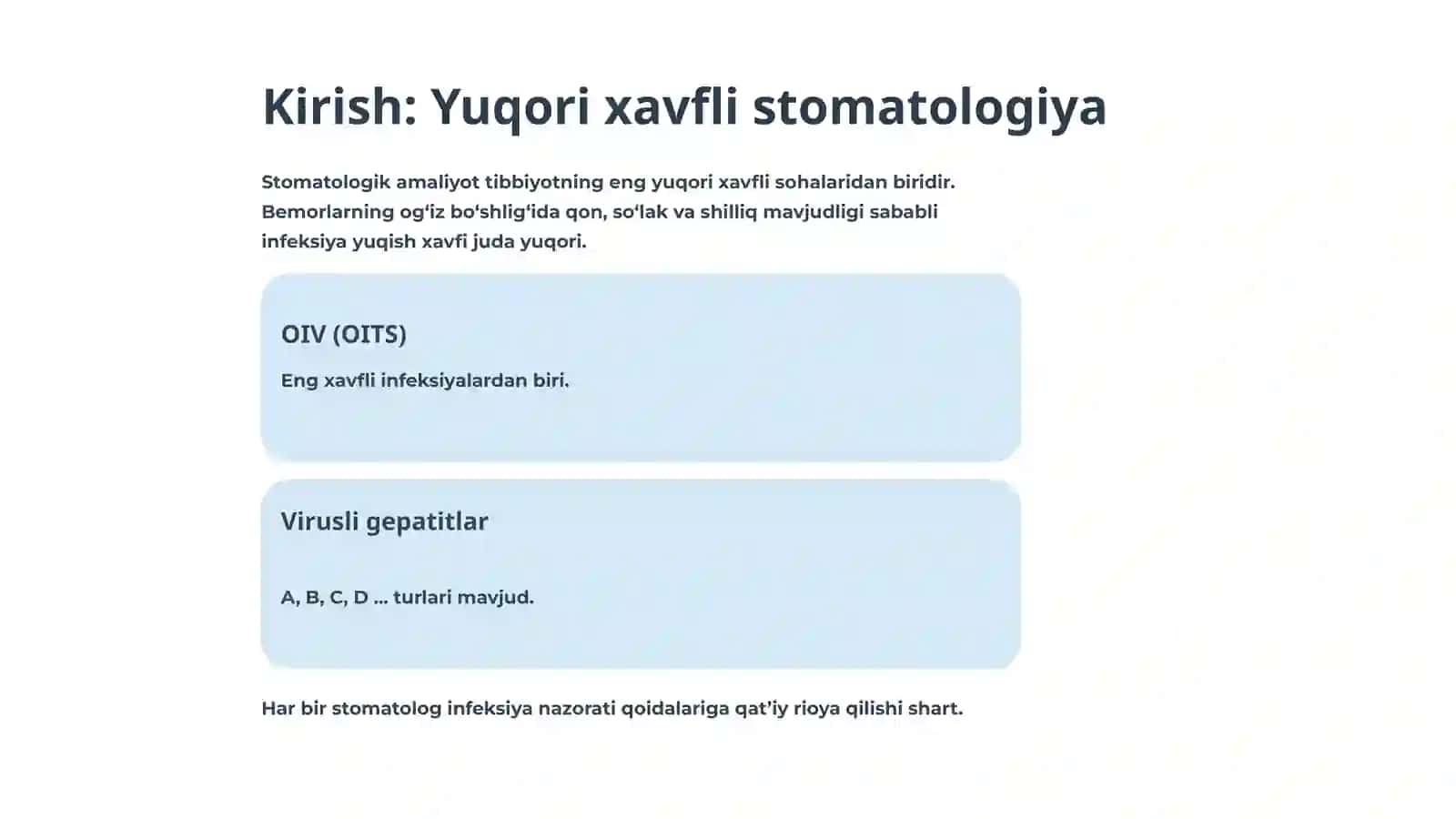 Stomatologik amaliyotda OIV-infeksiyasi va virusli gepatitlarning oldini olish 2
