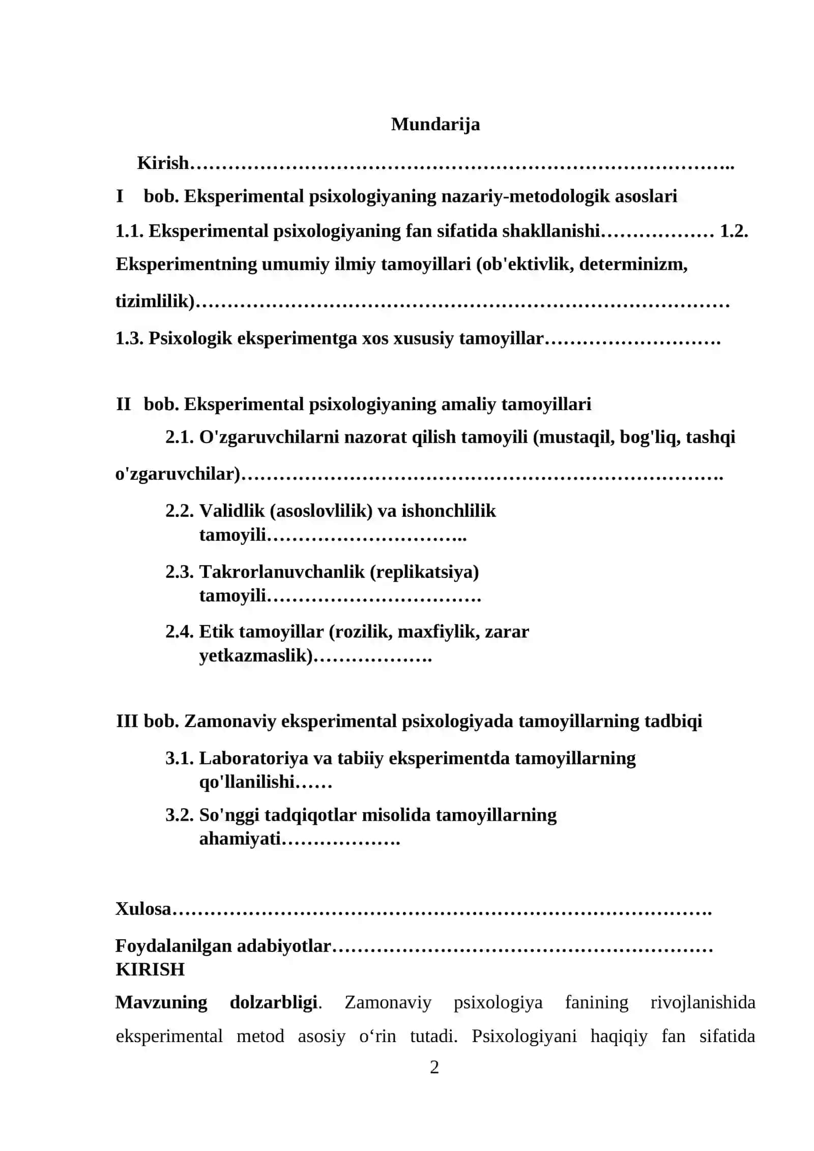 Psixometrikada me’yor muammosi va test tarkiblarining xususiyatlari mavzusidagi kurs ishi 2