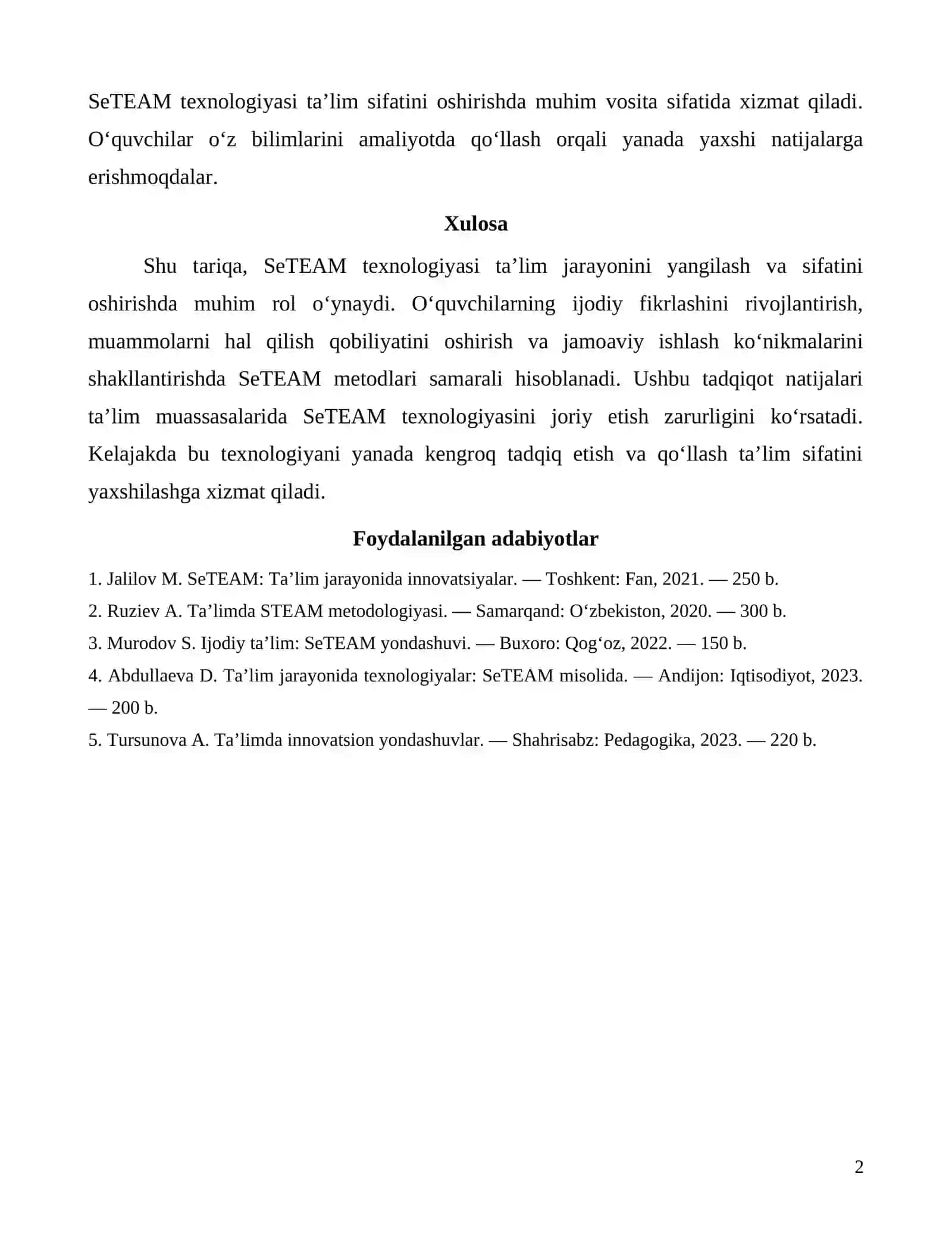 SeTEAM texnologiyasi va taʼlim jarayoni integratsiyasi 2