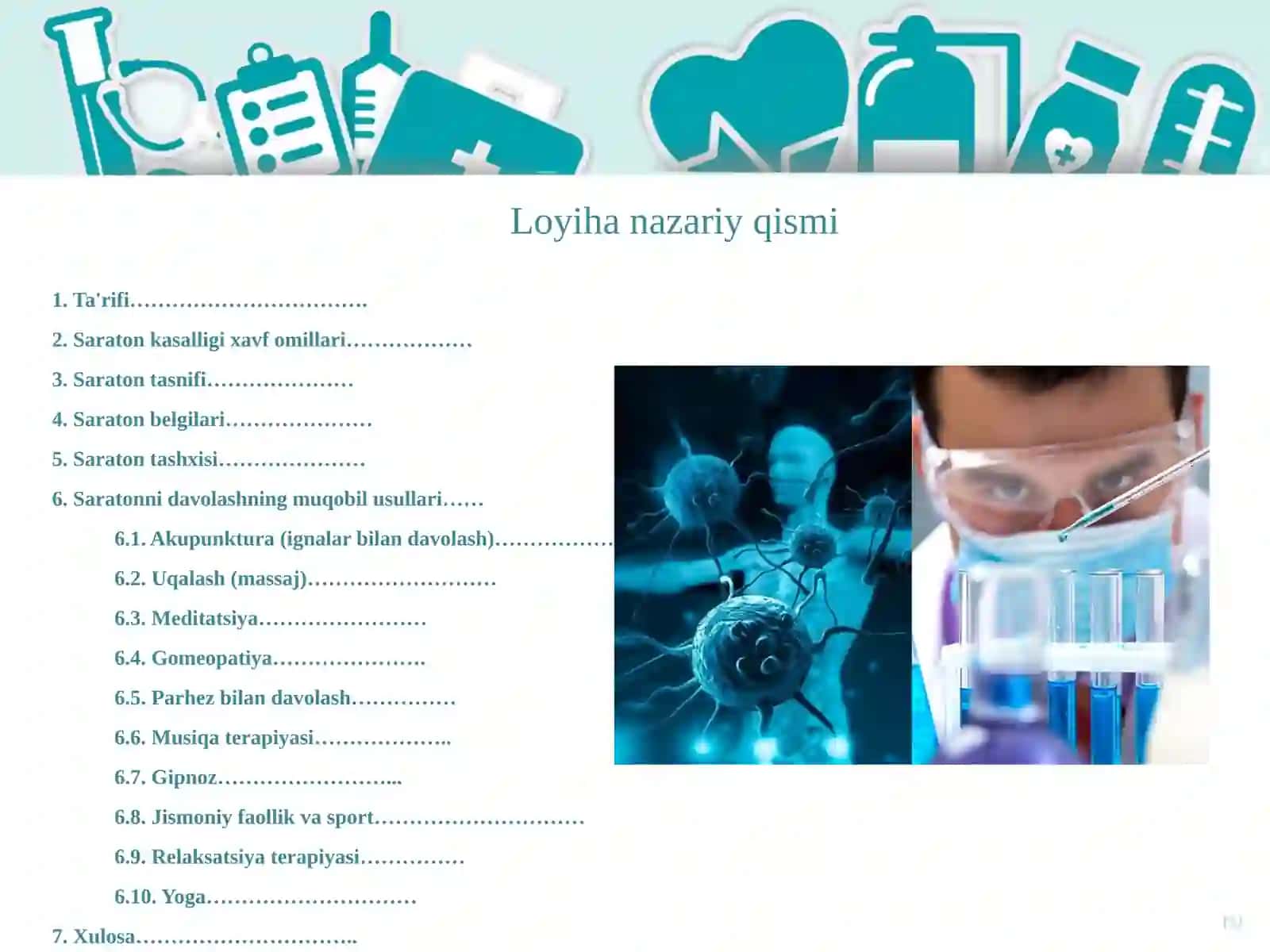 Onkologiyada qo'shimcha va muqobil terapiya 2