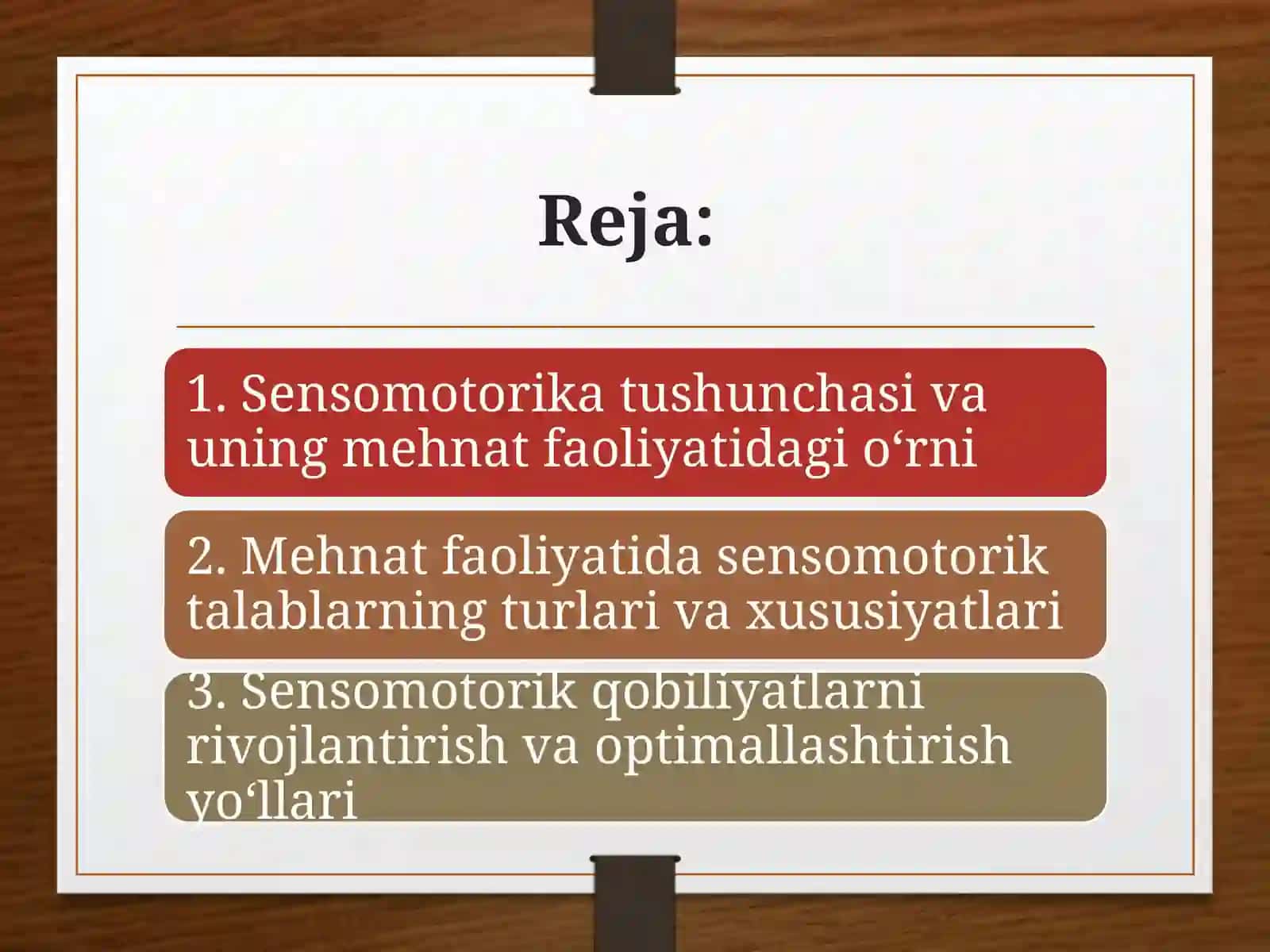 Mehnat faoliyatida sensomotorik talablar 2