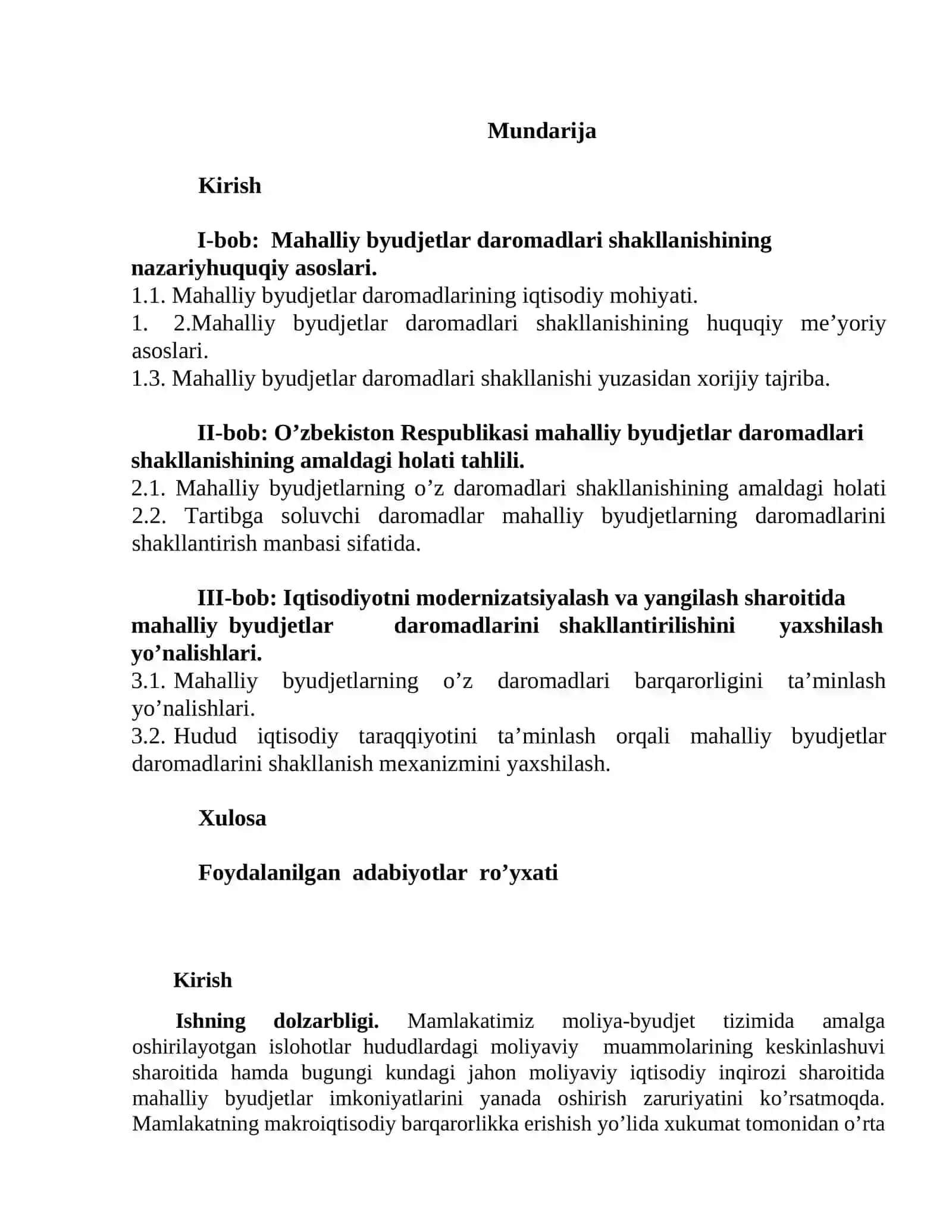 Moliya ta'limi bo'yicha bakalavr darajasini olish uchun Bitiruv Malakaviy Ish 2