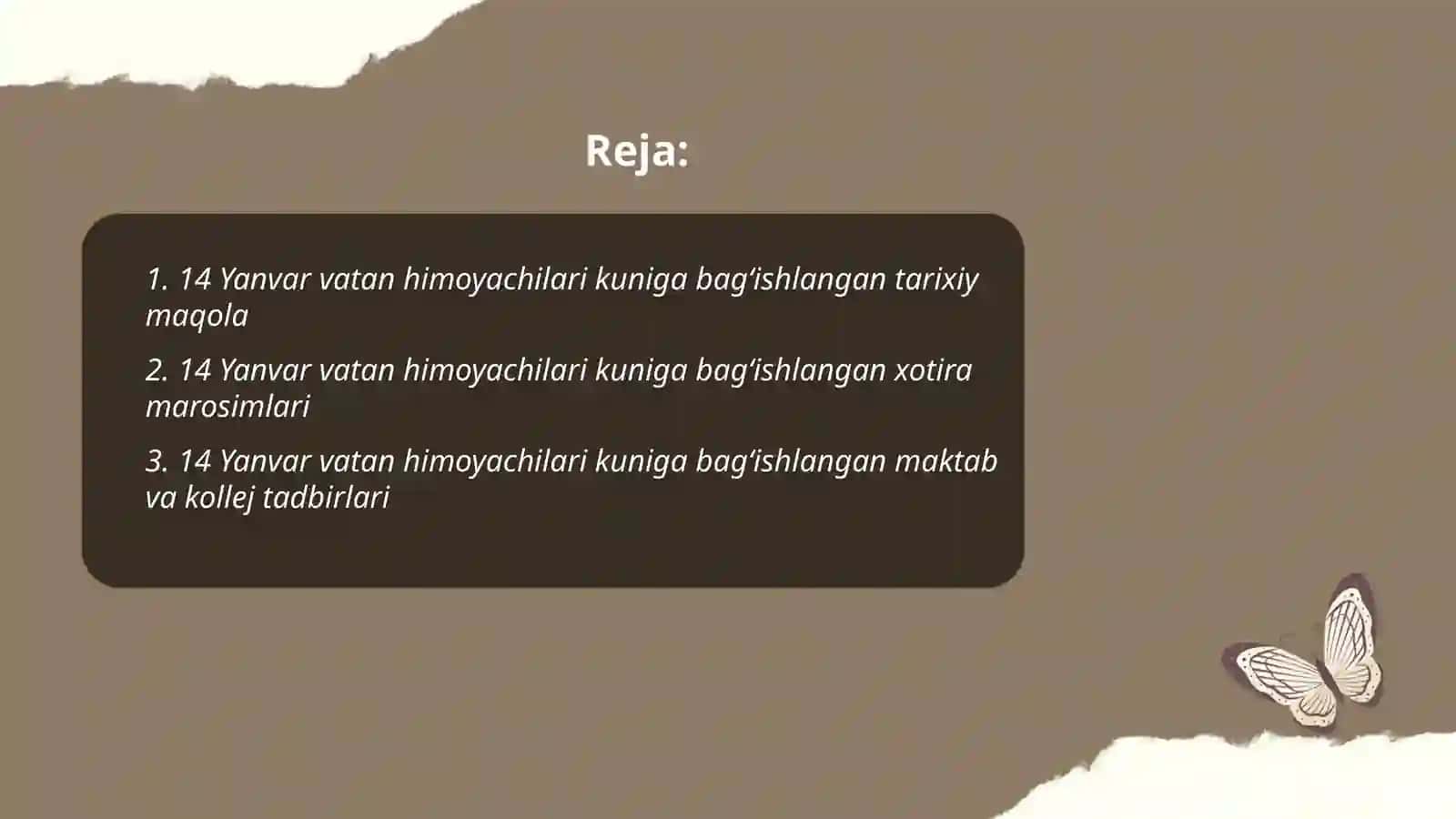 14 Yanvar vatan himoyachilari kuniga bagʻishlangan 2