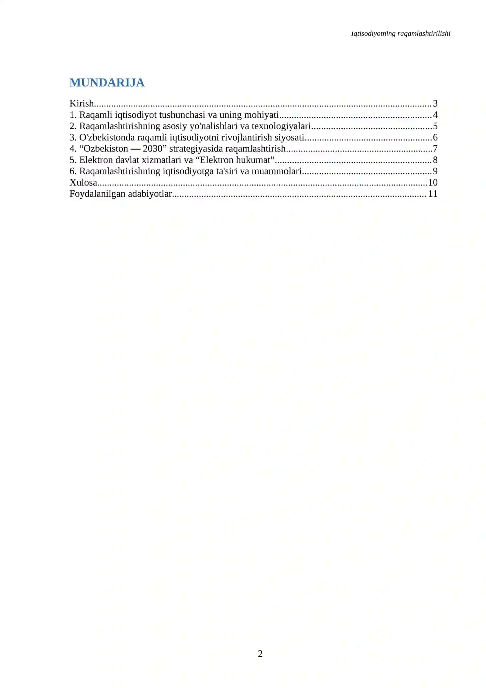 Referat iqtisodiyotni raqamlashtirish 2