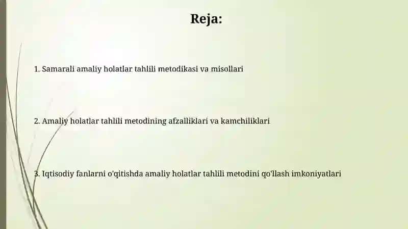 Amaliy holatlar tahlili metodikasi va misollari 2