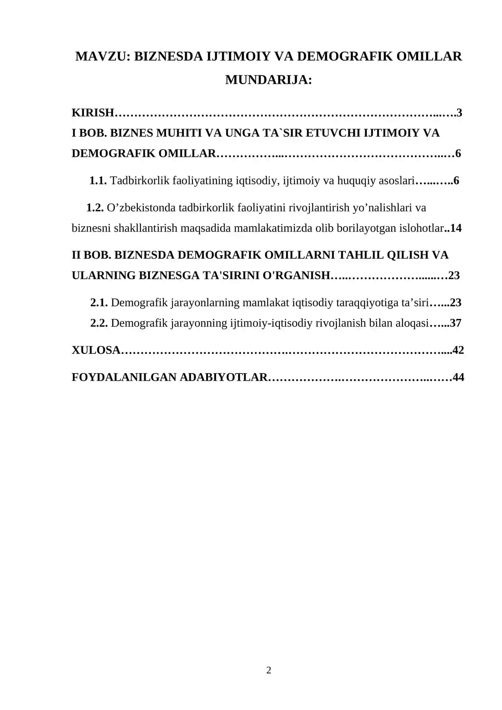 BIZNESDA IJTIMOIY VA DEMOGRAFIK OMILLAR 2