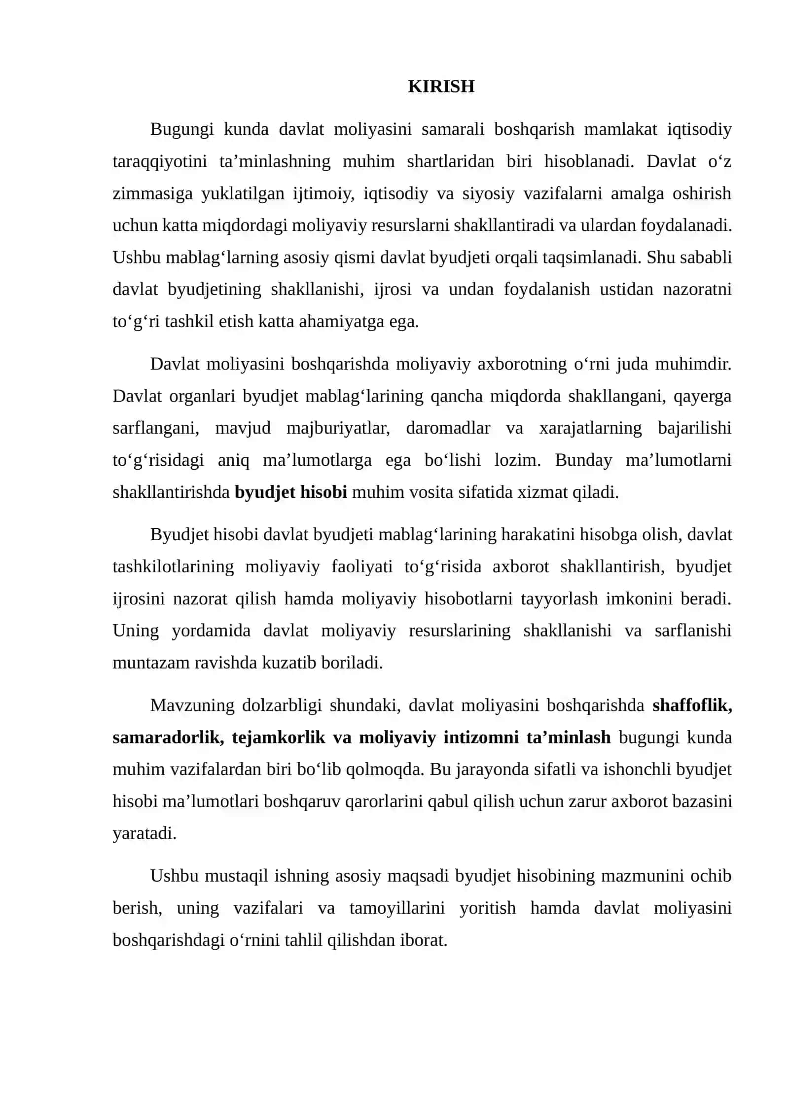 BYUDJET HISOBINING DAVLAT MOLIYASINI BOSHQARISHDAGI O‘RNI 2