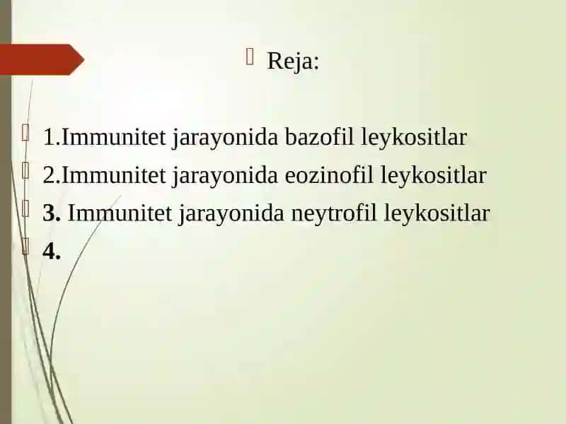 Immun tizimi hujayralari. Immunitet jarayonida eozinofil va bazofil leykotsitlar. Monositlar. 2