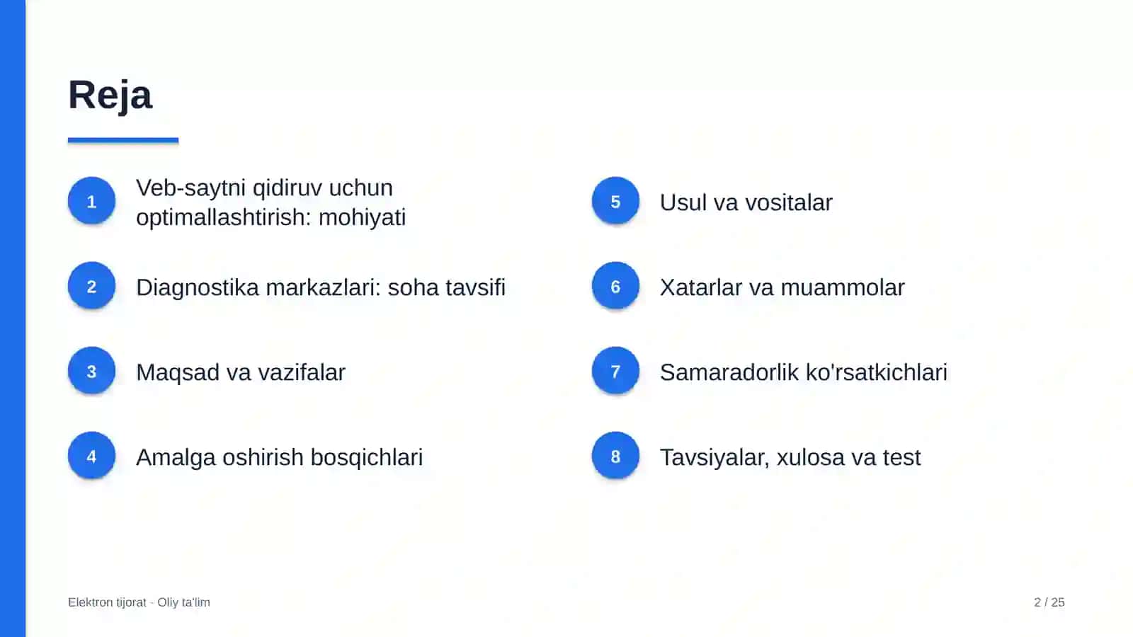 Diagnostika markazlarida veb-saytni qidiruv tizimlari uchun optimallashtirish 2