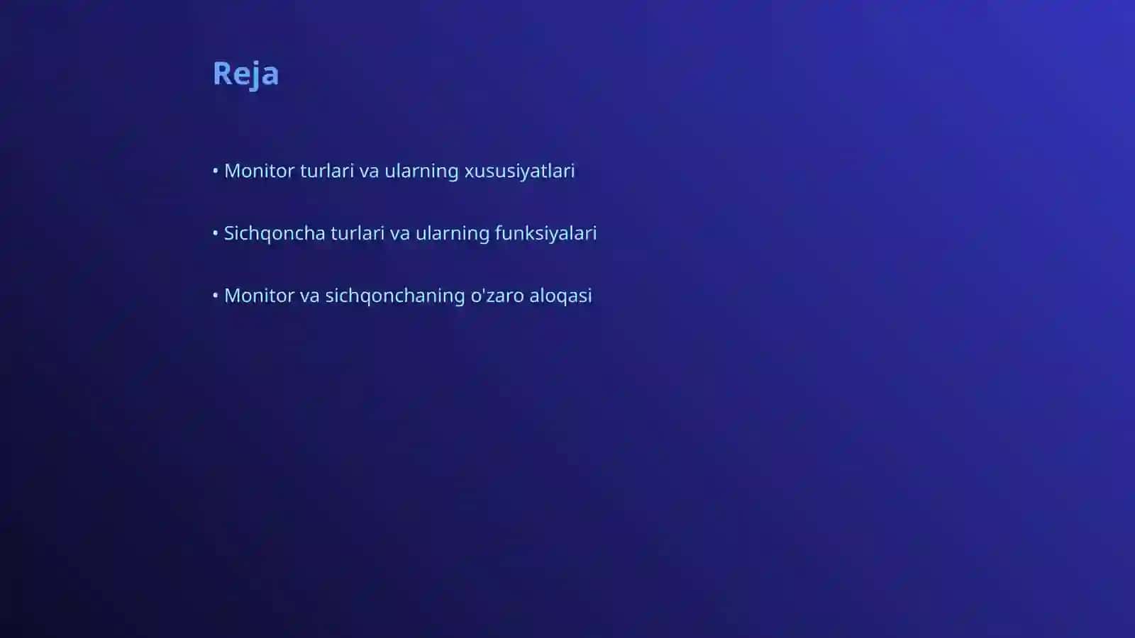 Monitor va sichqoncha qurilamalarining turlari va vazifalari 2