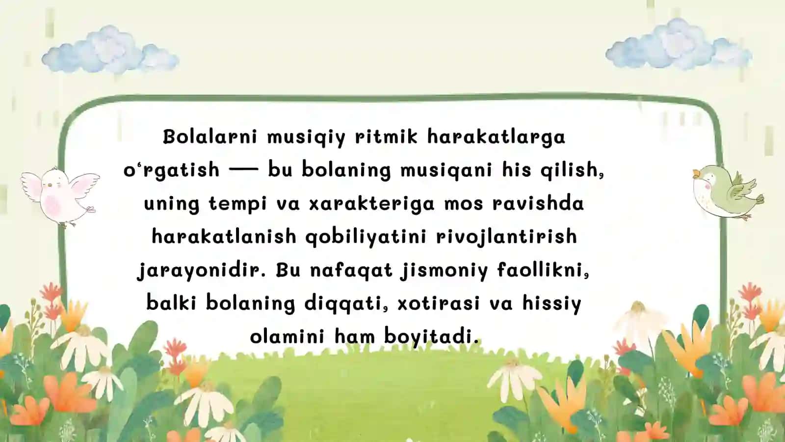 Bolalarni  musiqiy  ritmik  harakatlarga o‘rgatish 2