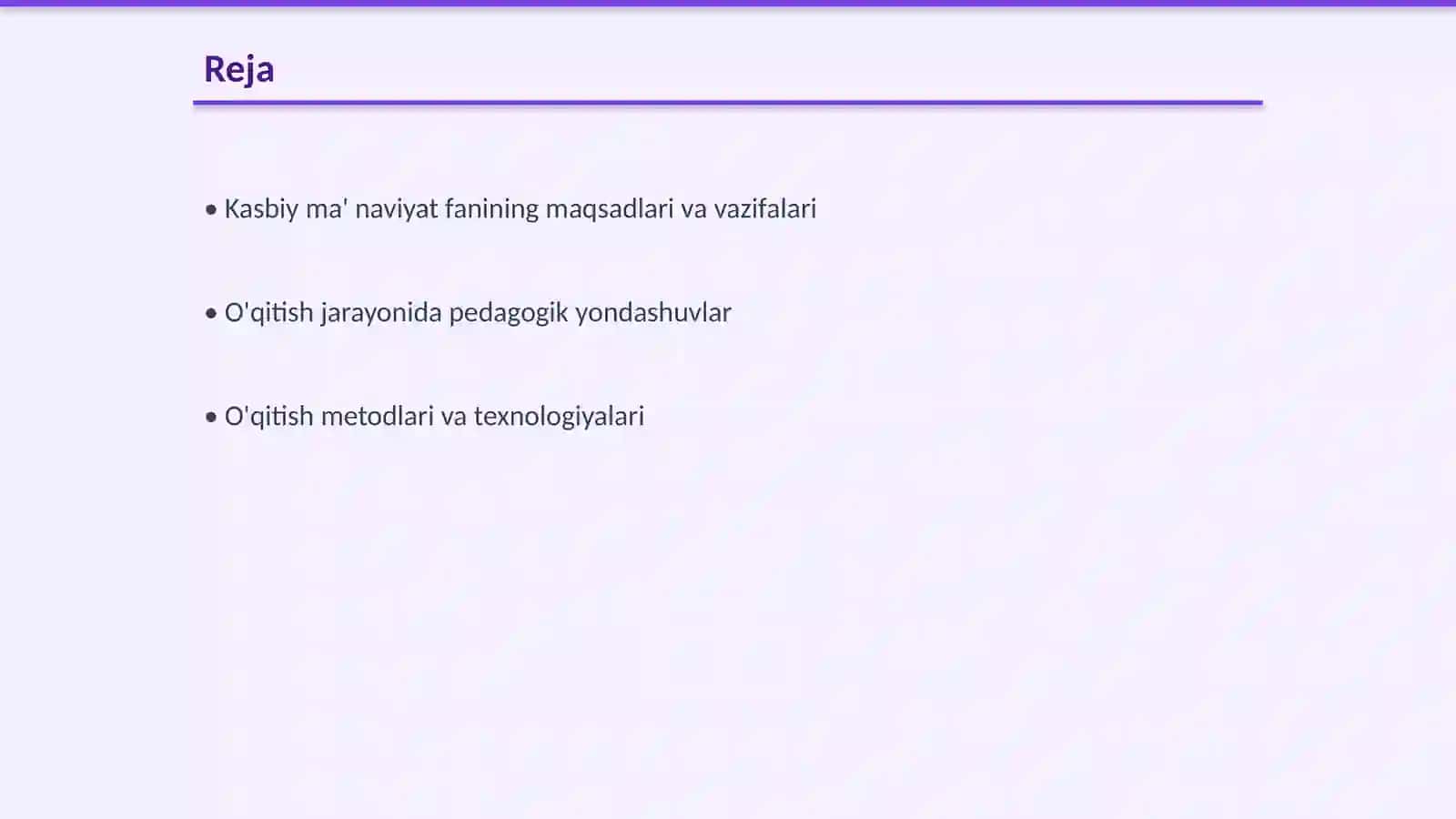 Kasbiy ma'naviyat fanining òqitishning asosiy talablari 2