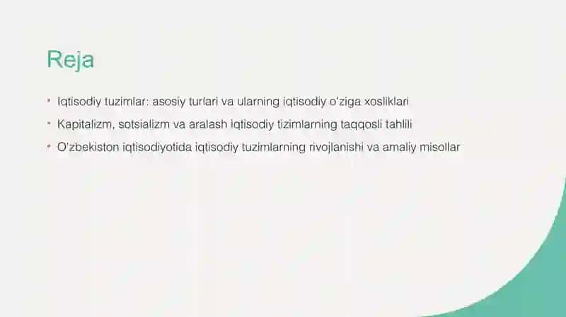 Iqtisodiy tuzimlar 2
