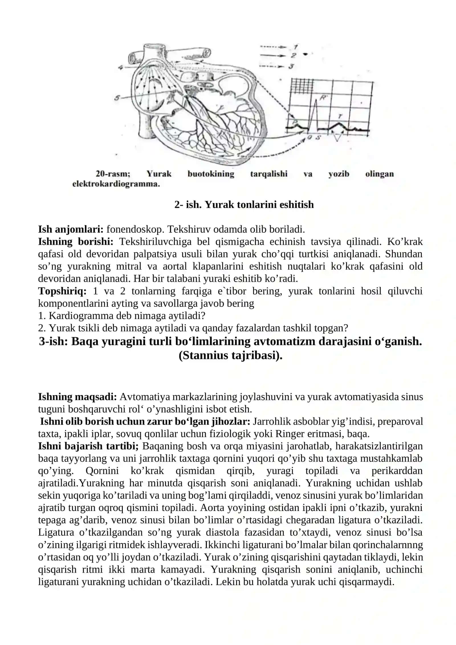 Yurak ishi va muskullarining fiziologik xossalari 2