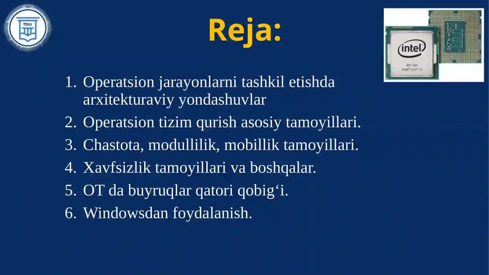 OPERATSION JARAYONLARNING ARXITEKTURAVIYXUSUSIYATLARI VA TASNIFI 2