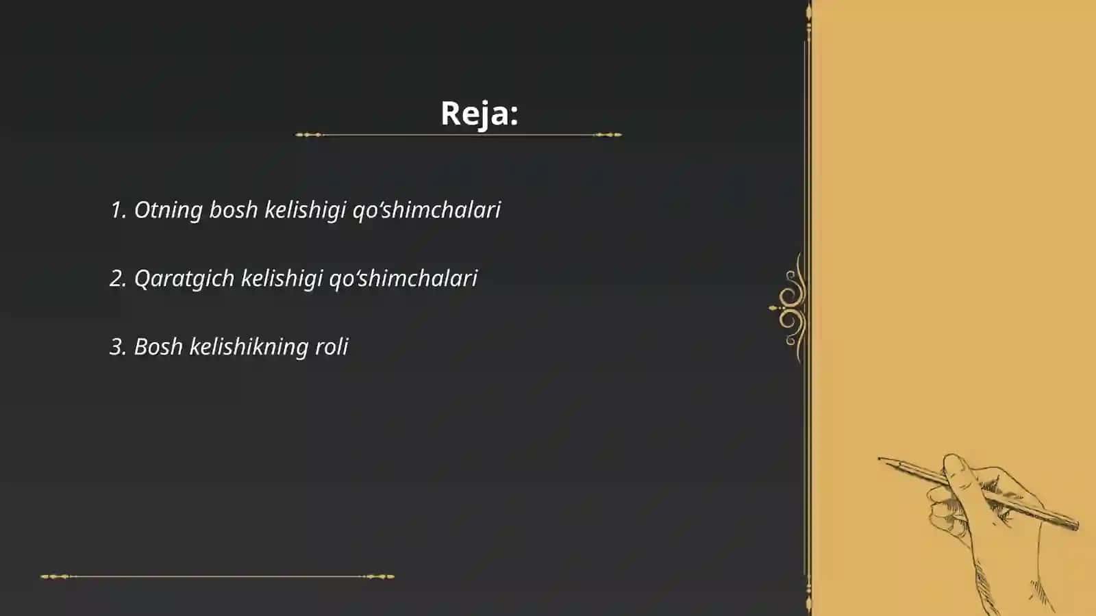 Masculinum rodiga tegishli bosh kelishik va qaratgich kelishik qoshimchalari 2