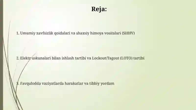 Elektir toki bilan ishlaganda texnik xafszlik qoydalari 2