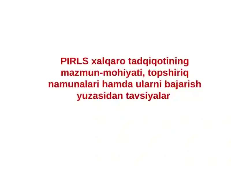 PIRLS boshlang‘ich 4-sinf 2