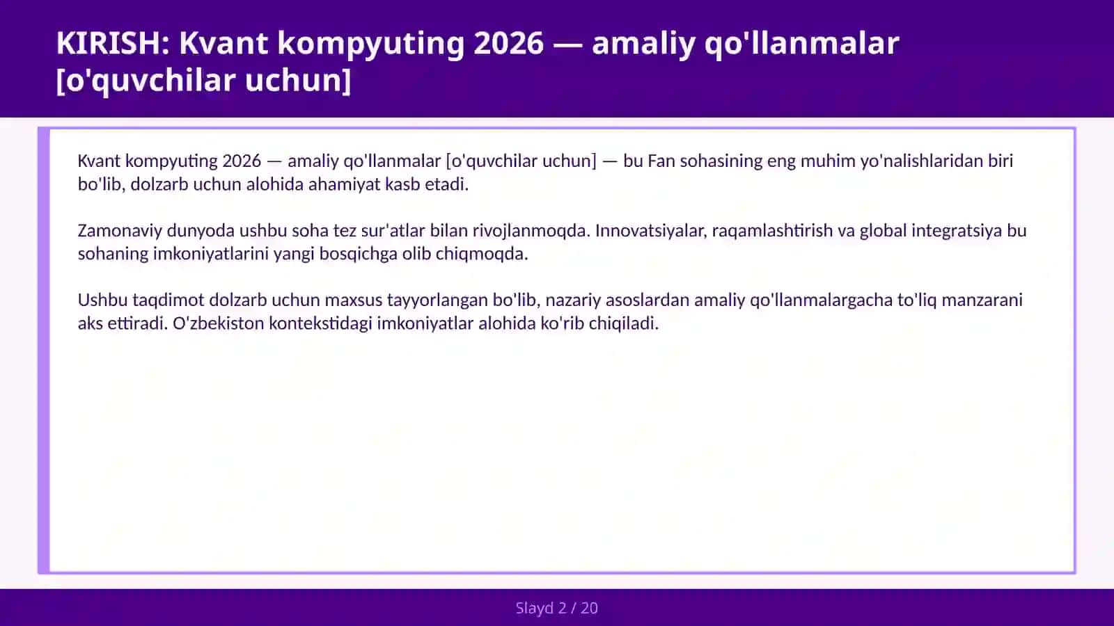 KVANT KOMPYUTING 2026 — AMALIY QO'LLANMALAR [O'QUVCHILAR UCHUN] 2