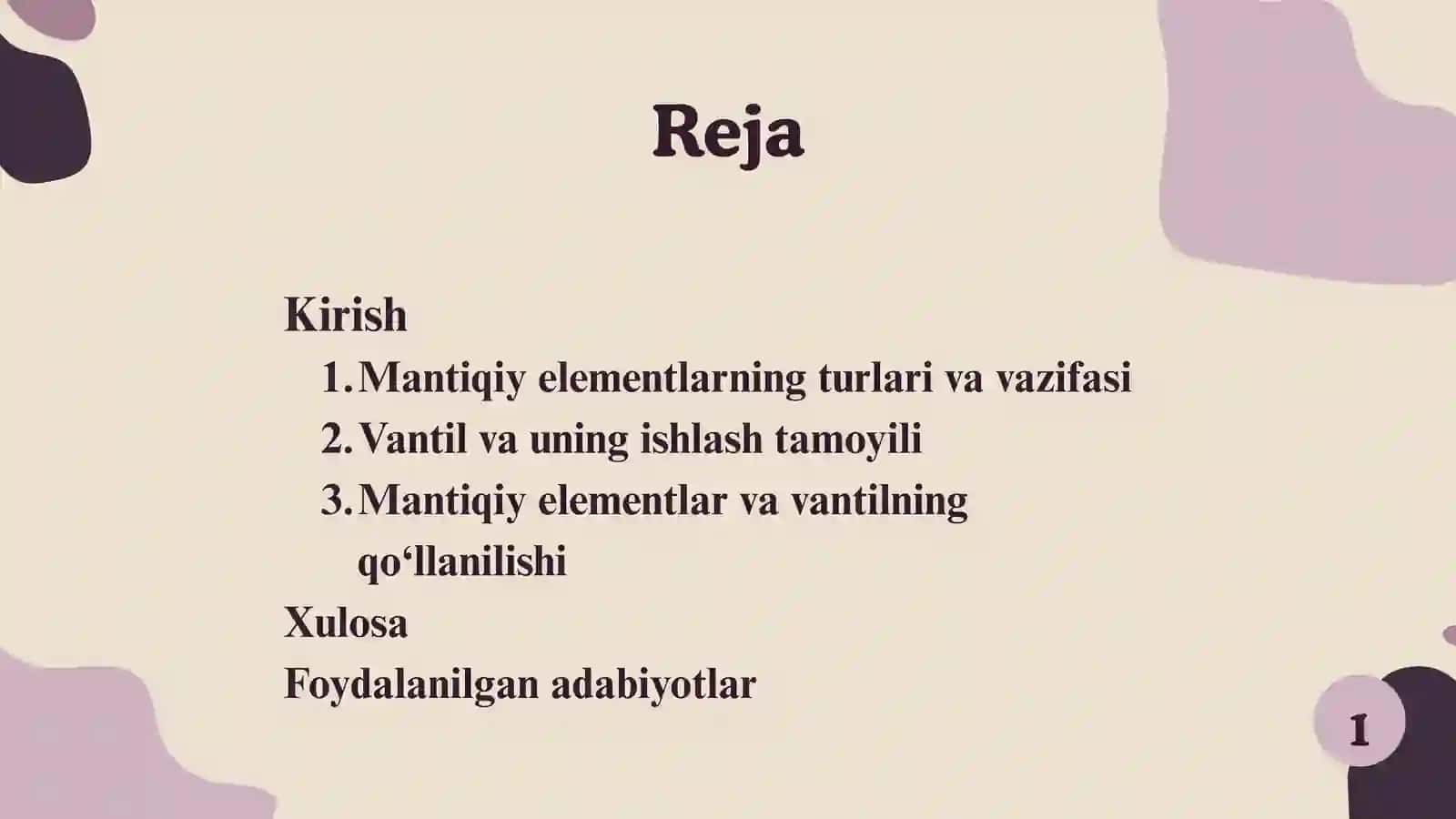 MANTIQIY ELEMENTLAR. VANTIL 2